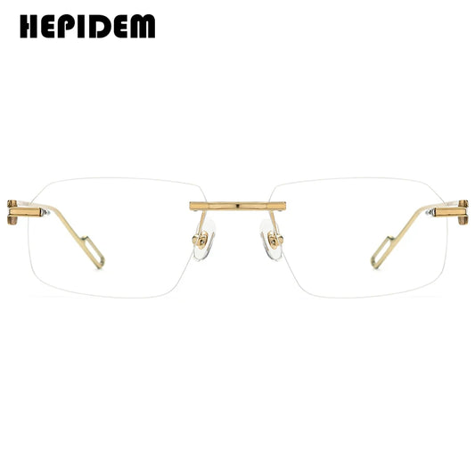 HEPIDEM Alloy Glasses Frame Men Luxury Famous Brand Design Retro Vintage Square Eyeglasses Rimless Spectacles Frameless Eyewear