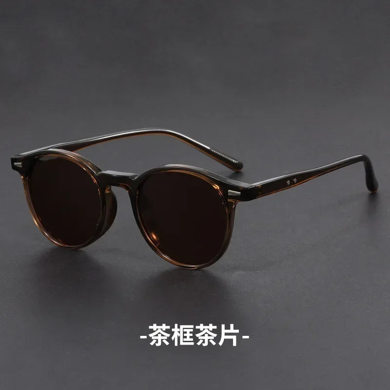 Korean Ultra Light Polarized Sunglasses Round Frame UV400 Sun Glasses Retro Trendy Fashion Driving Shades Men Women Versatile
