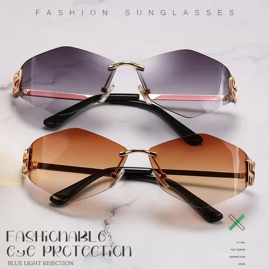 Mu Mu Rhombus Fashion Luxury Women Sunglasses Rimless Female Brand Glasses Stylish Trend 2025 Hot Shades UV400