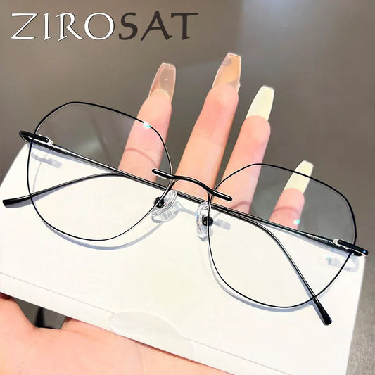 ZIROSAT 8925-B titanium Tint Lenses Myopia Glasses Reading Glasses Rimless Glasses Frame for Men or Women