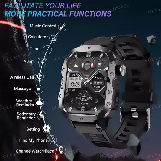 Military GPS Smart Watches For Men Flashlight Waterproof Outdoor Sport Tracker Bluetooth Call Smartwatch Man Women 2025 Pk h12