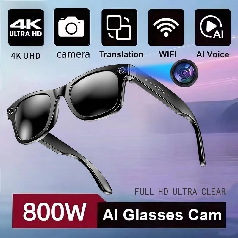 NEW Fashion Men Women AI SmartGlasses 8MP HD Camera 4K Video Recording AI Translator Bluetooth Call 3D Surround Music Sunglasses