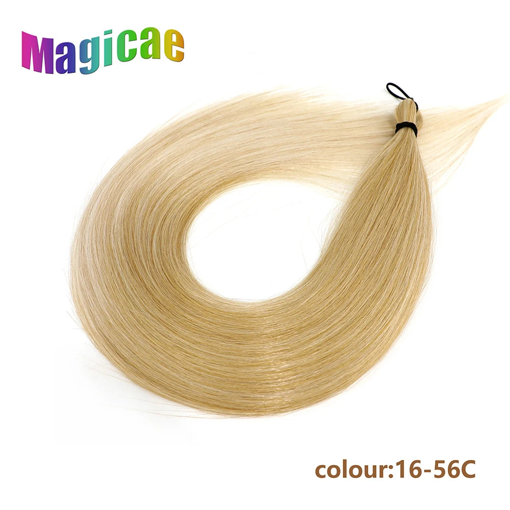 Magicae 28Inch Straight Hair Bundles 3Pcs Crochet Braids Synthetic Ariel Straight Fake hair Ombre Blonde Crochet Hair Extensions