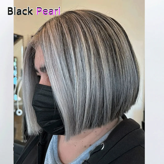 Sleek Yaki Straight Gray Hair Bundles Brazilian Hair Weave Bundles Silver Grey #44 #34 51# For Black Remy Human Hair Extensions