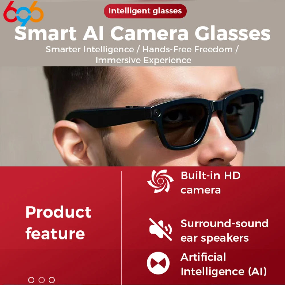 New Music Smart Al Camera Glasses Blue Tooth Glasses HD Call Smart Glasses Waterproof Voice Assistant Anti Blue-Light Sunglasses