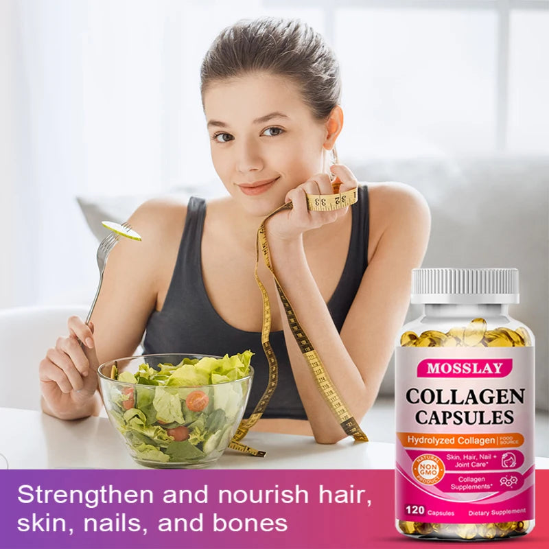 Collagen Capsules with Hyaluronic Acid and Vitamin C Complex, Skin Whitening Supplement