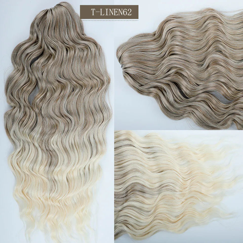 24 inches Body Deep Wave Crochet Braiding Pink Ombre Brown Hair Extensions Water Colored Braids Hair Blond Curly Hair Bundles