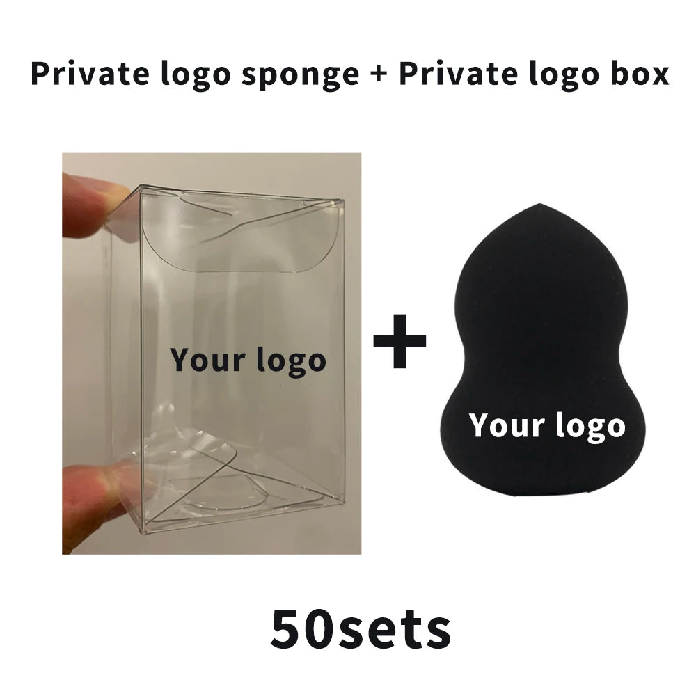 Custom Your Logo Cosmetics Beauty Sponge Latex Free and Vegan Makeup Black Sponge Set Powder Cream Liquid Application with Box