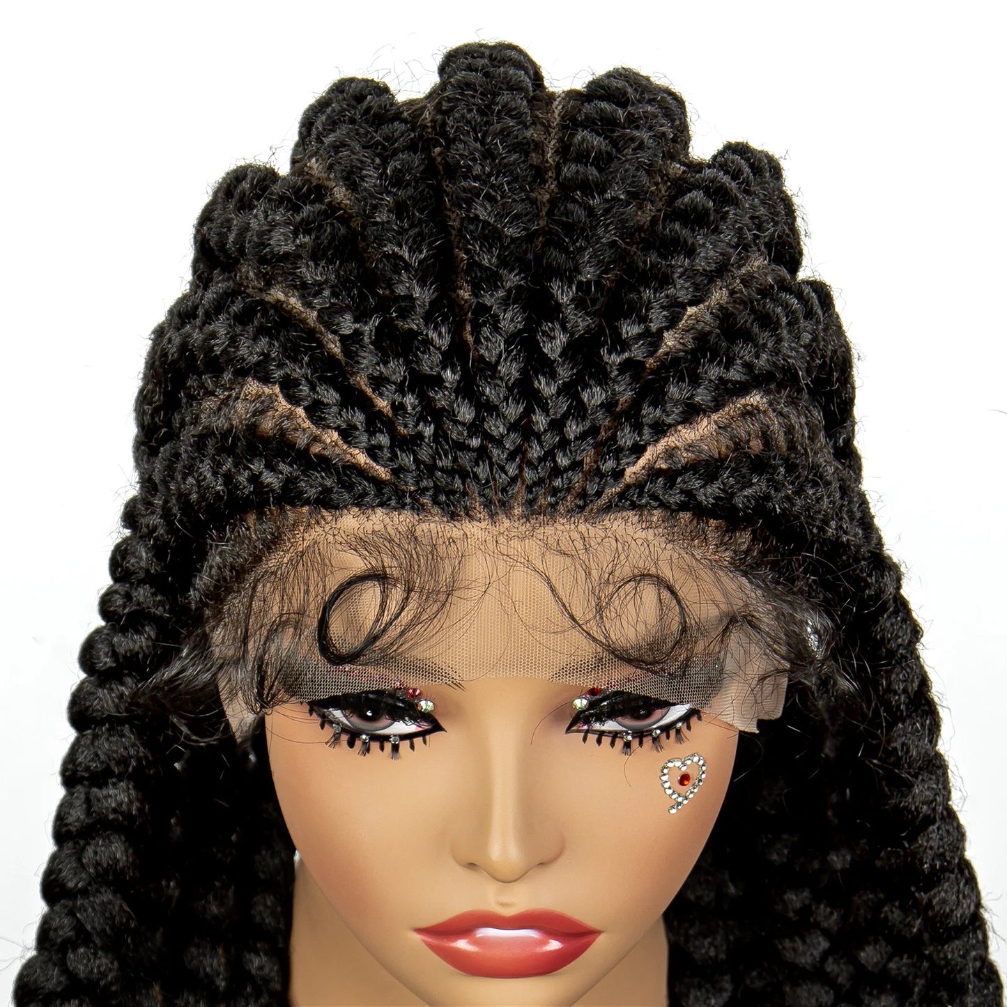 Synthetic Full HD Lace Braided Wigs with Baby Hair Curly Box Braids Wig for Black Women 38 Inches Lace Frontal Cornrow Hair Wig