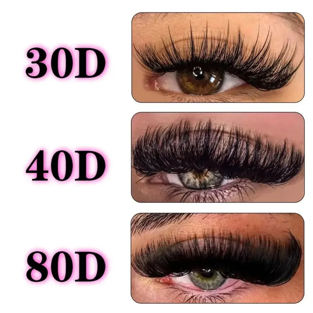 10 Rows Cluster Lashes Individual 40D Thickness Mixed Length 8-16mm D Curl Natural&Anime Look Individual Lash Clusters 3D Effect