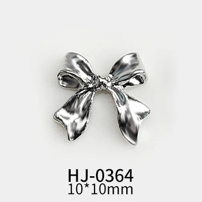 10 pcs Silver Alloy Ribbon Butterfly Nail Art Charm 3D Metal Bowtie Nails Art Decoration Jewelry Manicure Accessories Supplies
