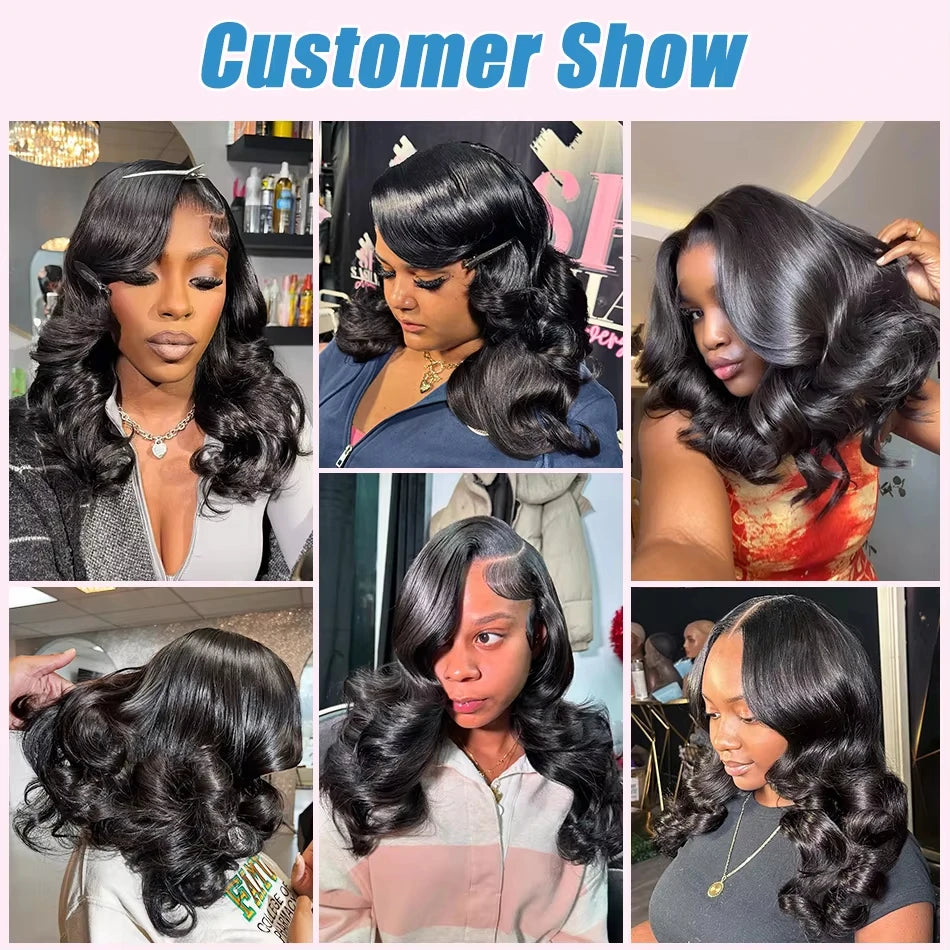 Brazilian Short Bob 13x4 HD Transparent Lace Front Wigs Body Wave Lace Frontal Human Hair 4x4 Lace Closure Wig 250% For Women