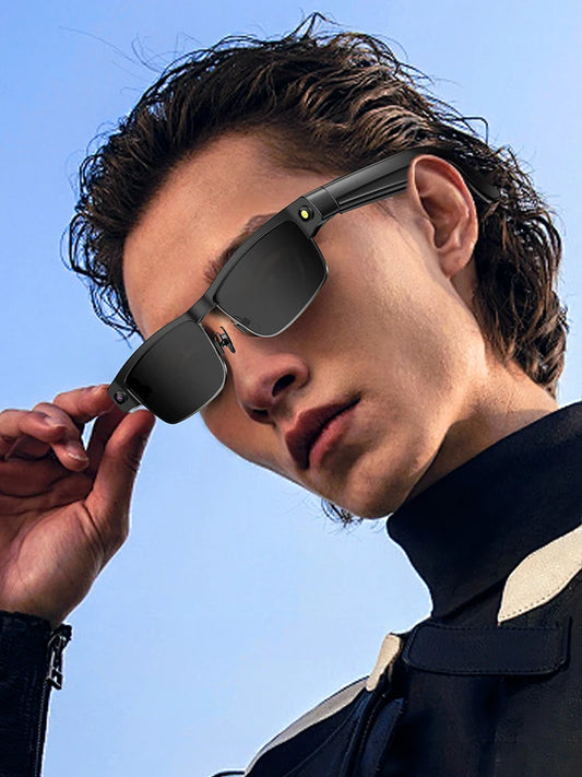 AI Smart Glasses Voice Assistant Camera Glasses Built-in Mic & Speakers Audio Glasses for Office Music Answering Calls