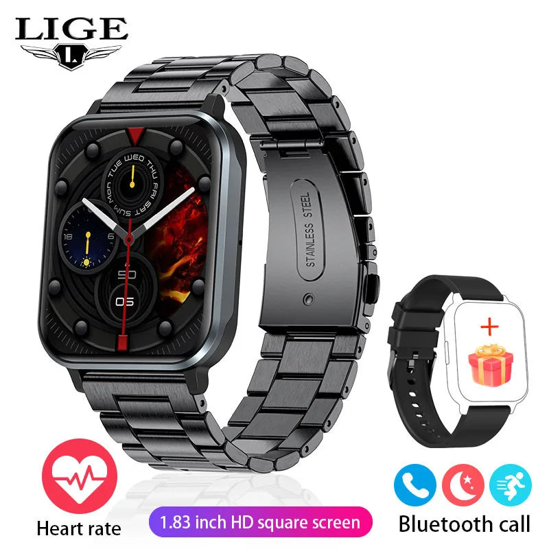 LIGE Smart Watch Men Monitoring Sports Fitness Waterproof Watch Man Woman Body Temperature Monitor SmartWatch 2024 New+Box