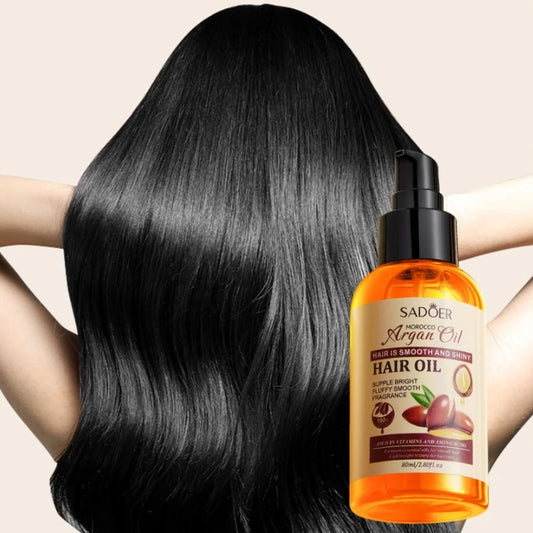 80ml Argan Oil Hair Care Essential Oil, Conditioner, Contains Argan Extract, Refreshing and Non-Greasy, Easy to Absorb, Cares for Hair, Moisturizes Dry and Frizzy Hair, Makes Hair Silky and Easy to Comb, Suitable for Dry Hair