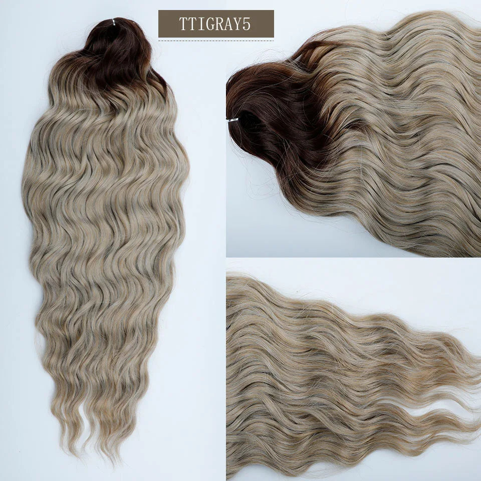 24Inches Pink Water Deep Wave Crochet Braiding 300g Ombre Brown White Synthetic Hair Extension Body Wavy Braids Hair Blond Twist