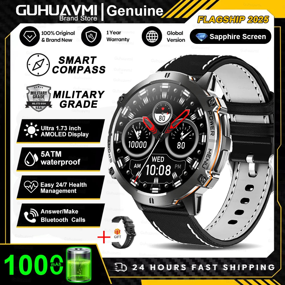 GUHUAVMI TANK X3 ULTRA 2 Smartwatch 1.73" AMOLED Screen 5ATM&IP69K Durable 1000mAh Battery GPS Sports Fitness Track Smart Watch