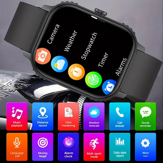 2025 new smart watch 1000MAH 2.04 inch ultra HD screen all day health heart rate detection 70+ sports IP68 waterproof BT call