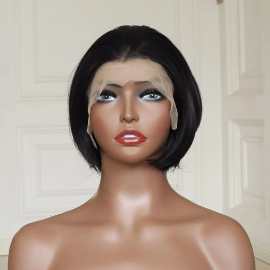 Short Bob Cut Synthetic Lace Front Wig for Women Cosplay Wigs 6 Inch Natural Hairline Black Glueless 13x4 Lace Wig for Men Party