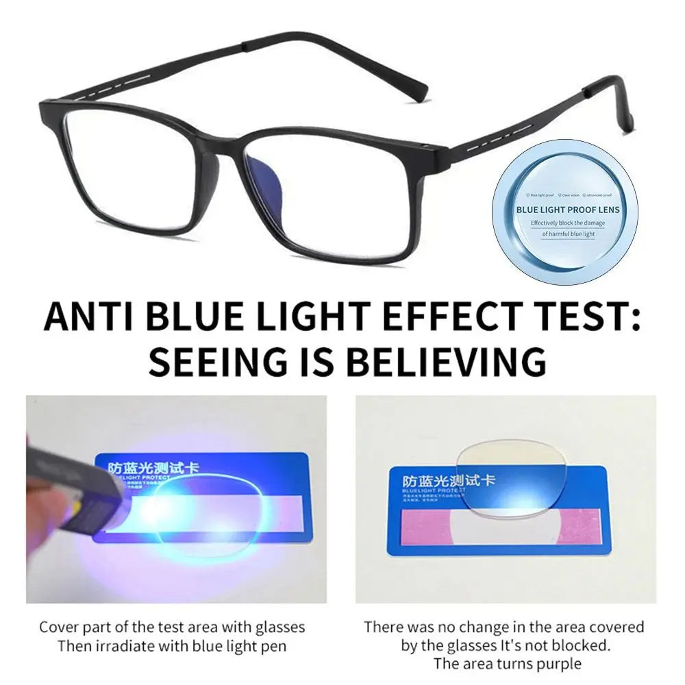 TR90 Ultralight Pure Titanium Reading Glasses Men Women Anti Blue Light Presbyopia Eyeglasses Big Square Prescription Eyewear