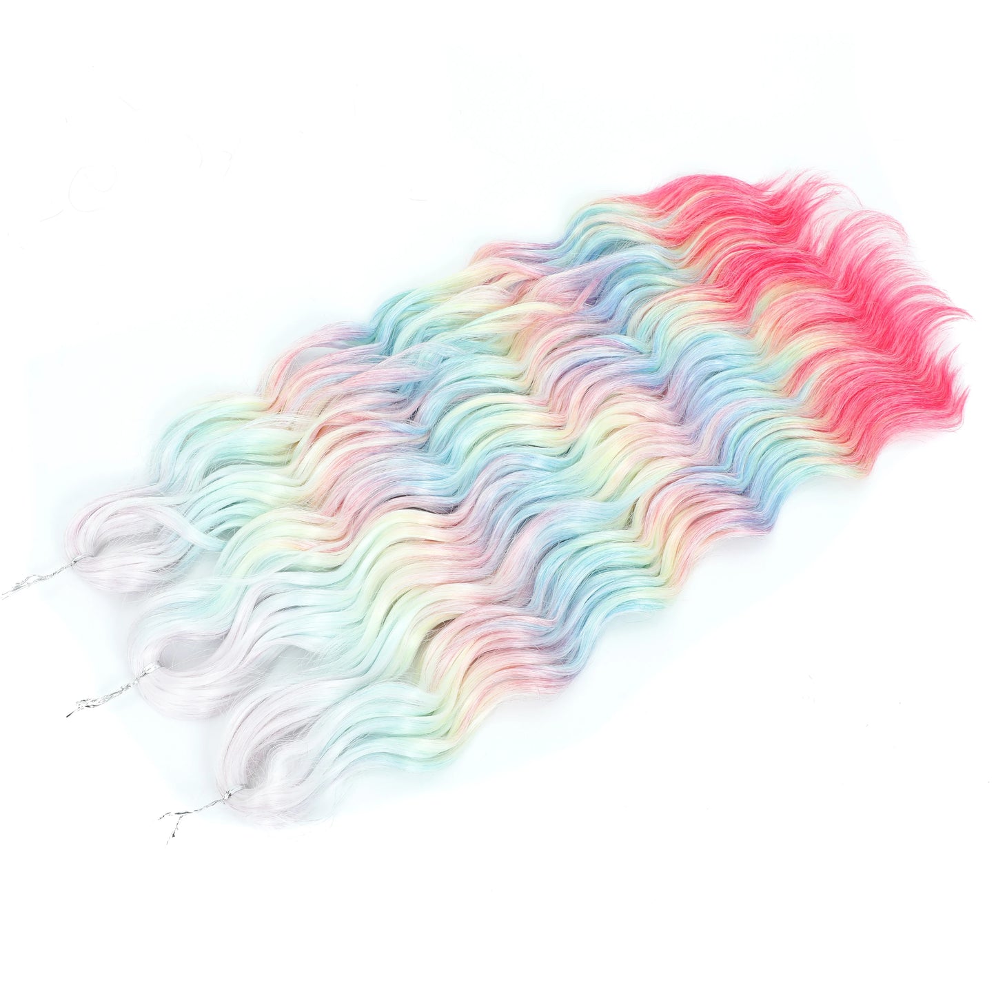 Anna 3Pcs 24Inches Body Water Wave Crochet Braids Pink Ombre Colored Rainbow Hair Extensions Gray White Braiding Hair Blond 613
