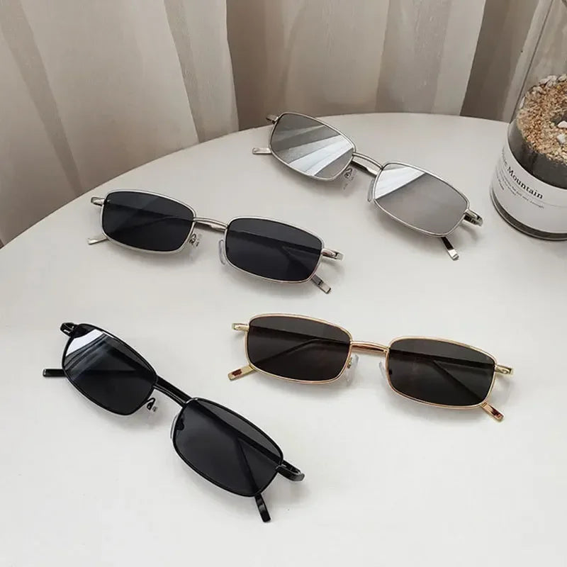 New Fashion Small Rectangle Sunglasses Men Women Vintage Square Driving Sun Glasses Luxury Brand Metal Frame Eyewear 선글라스