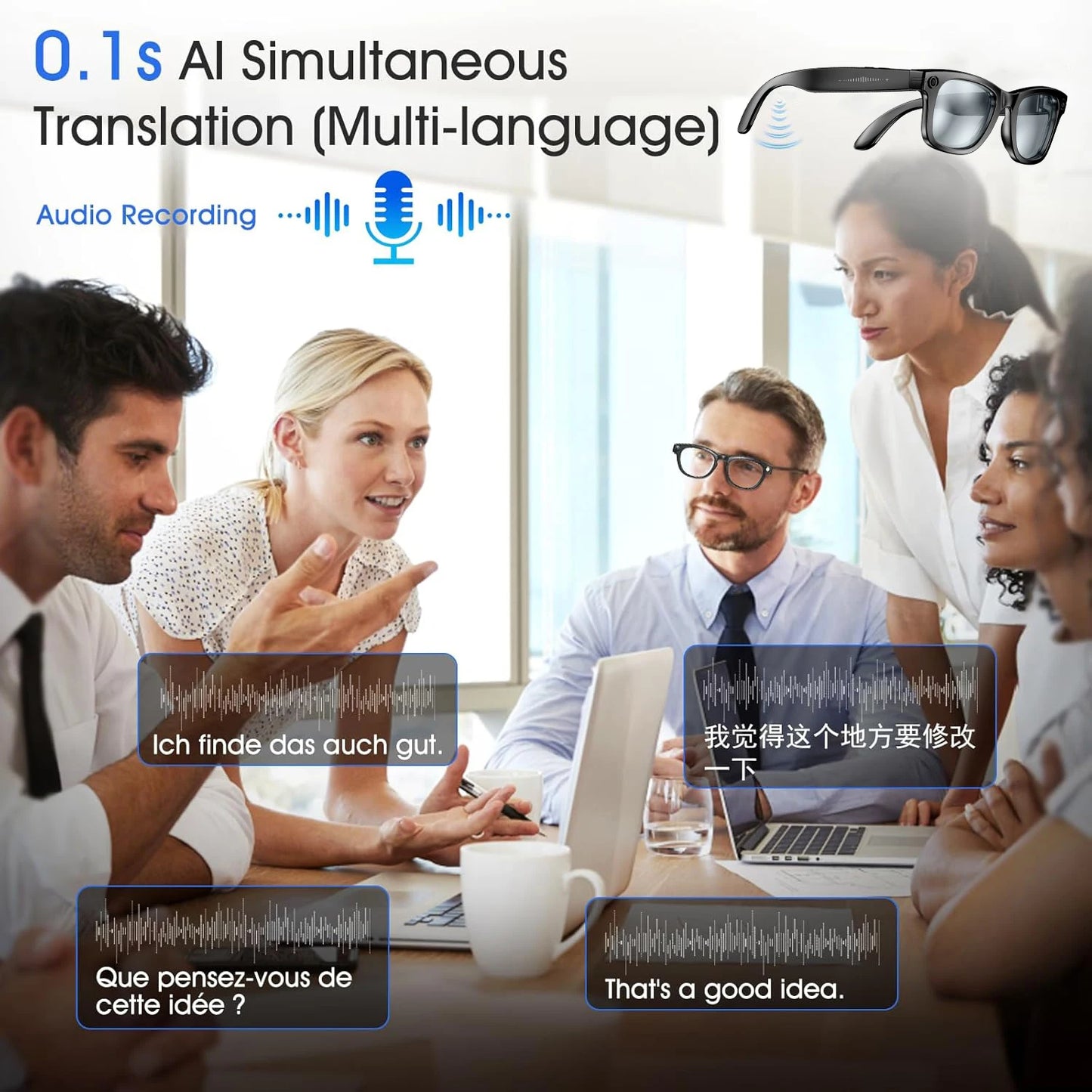 2025 New AI 800W camera Smart Glasses Recording Videos Photo Recognition Answer Translation TWS Earphone Music Bluetooth Glasses