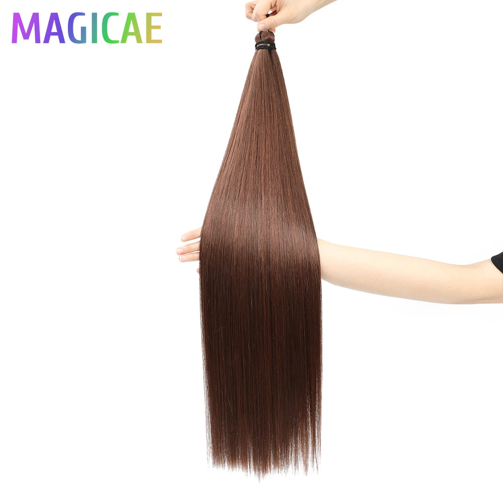 Magicae Braiding 28inches Hair 72cm Heat Resistant Ash Blonde Ombre Brown Sliver White 60# Cold Fusion Micro Crochet Hair Weave
