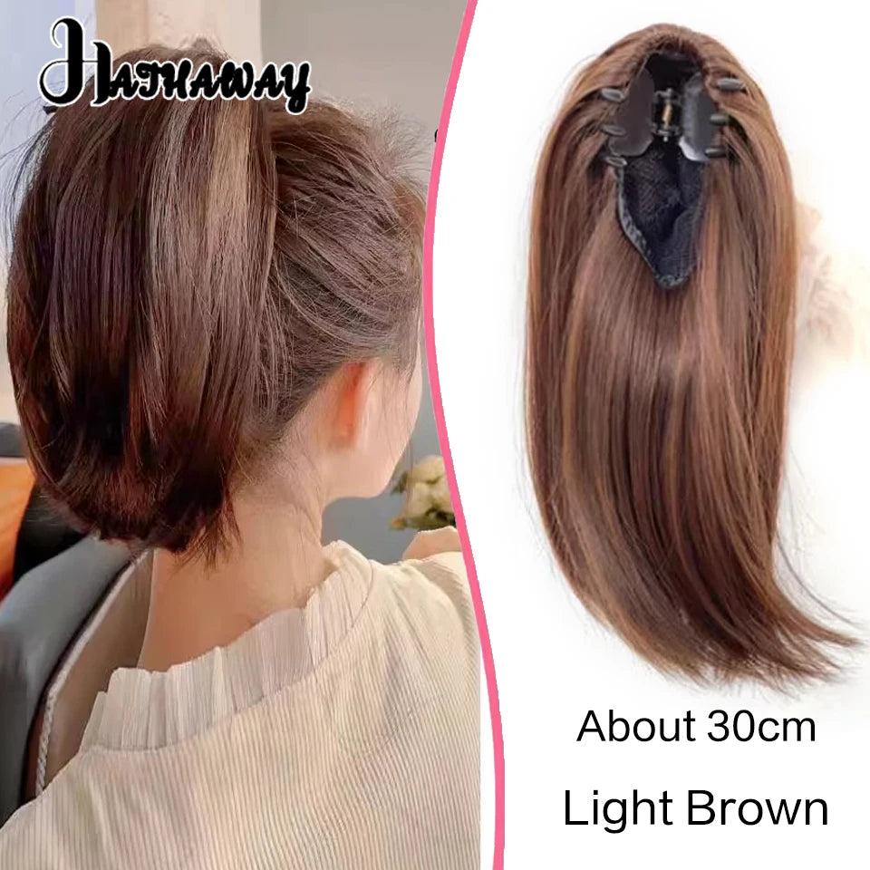 14 Inch Wavy Long Curly Hair Strap-type Pear Flower Curly Wig Ponytail Female Synthetic Fluffy Natural Shopping Commuting Wear