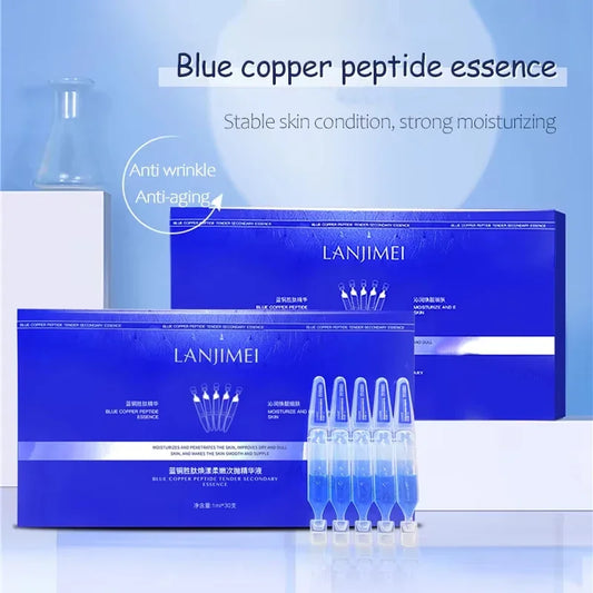 Blue Copper Peptide Anti Wrinkle Serum Nicotinamide Whitening Brighten Essence Collagen Hyaluronic Acid Moisturizing Skin Care