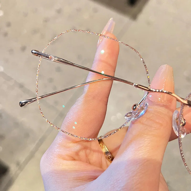 ZIROSAT 8925-B titanium Tint Lenses Myopia Glasses Reading Glasses Rimless Glasses Frame for Men or Women