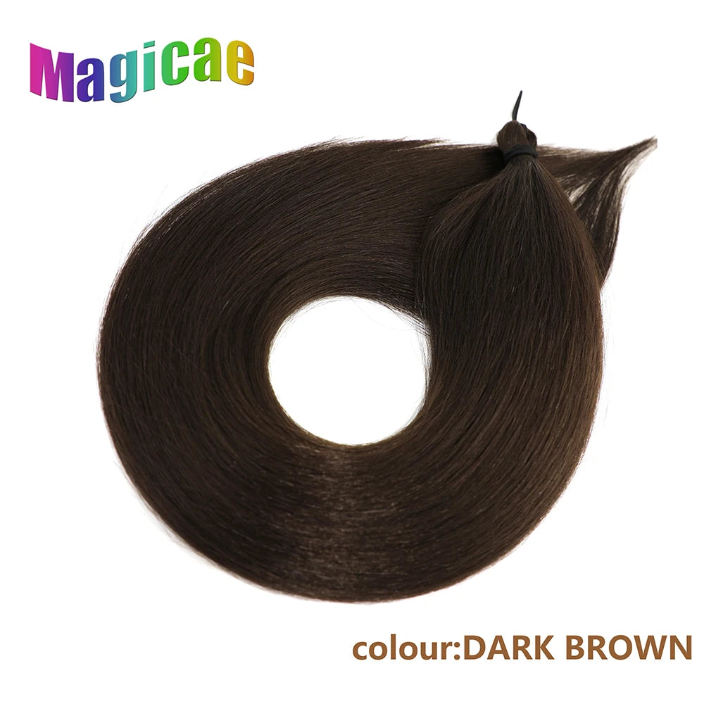 Magicae 28Inch Straight Hair Bundles 3Pcs Crochet Braids Synthetic Ariel Straight Fake hair Ombre Blonde Crochet Hair Extensions