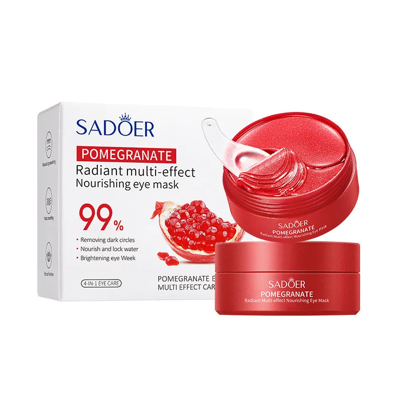 60pcs/box SADOER Red Pomegranate Aloe Vera Eye Mask Anti Dark Circles Removal Eyes Bags Moisturizing Eye Patches Eyes Skin Care