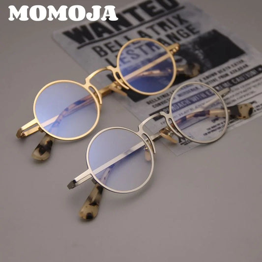 MOMOJA Small Face Retro Round Pure Titanium Glasses Men and Women Ultra-light Fashion Optical Prescription Eyeglasses Frames V10