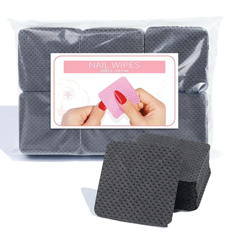 300pcs/Pack Lint-free Nail Polish Remover Napkin Colorful Cotton Wipes Paper Pads UV Gel Dust Cleaner Cleaning For Manicure Tool