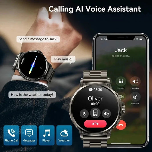 2025 New 1.85inch Smart Watch Men Ultra 710mAh Large Battery Bluetooth Call 400+ Watch Faces Sport Outdoor Waterproof Smartwatch