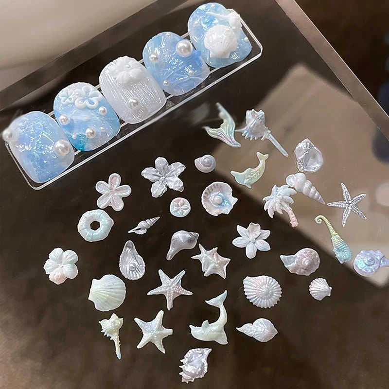 1 Pcs Lily Flower Sea Shell Conch Coral Starfish 3D Acrylic Nail Mold Nail Decorations DIY Silicone Manicure Mold Nail Art Mold