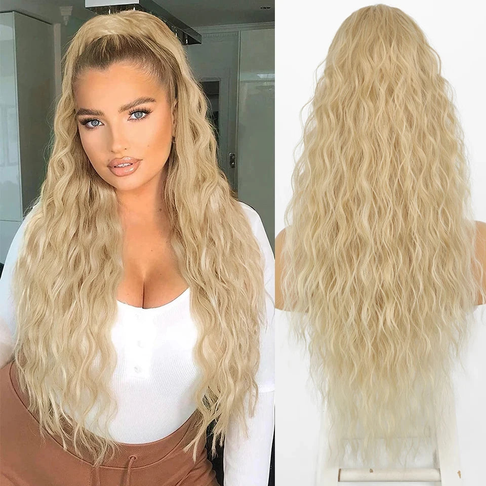 Curly Drawstring Ponytail Clip In Hair Extensions Brazilian Human Hair Ponytail Wig Water Wave Hairpiece False Deep Wave 1 Pc