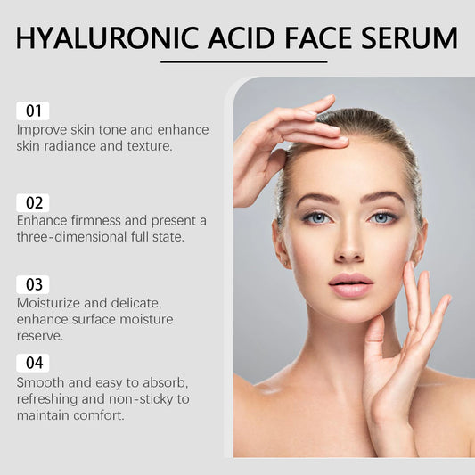 Hyaluronic Acid Facial Essence Deep Moisturizing Hydrating Dry Skin Pore Refining Facial Care Smoothing Plump Glowing Skin Serum