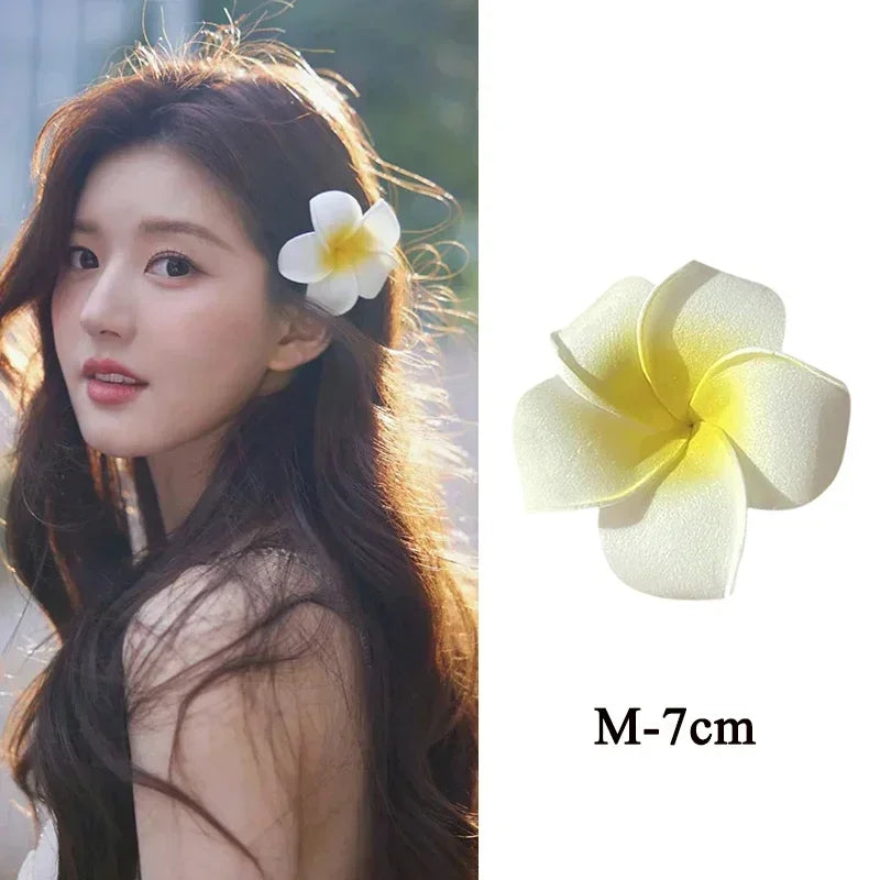 Fashion Women Plumeria Flower Hair Clips Girls Aesthetic Hairpins Egg Flower Barrette Party Bag Hair Accessories