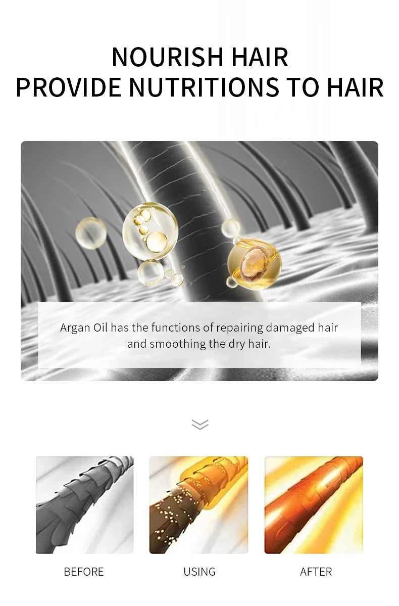 Laikou Argan Hair Oil Essential Oil Natural Anti-hair Loss Prevent Hair Dry Soft Nourishing Frizz Damaged Repair Care 60ml