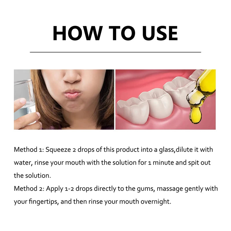Quickly Repair Gum Serum Relieve Receding Gum Regrowth Drops Teeth Whiten Remove Yellow Plaque Stains Decay Toothache Toothpaste