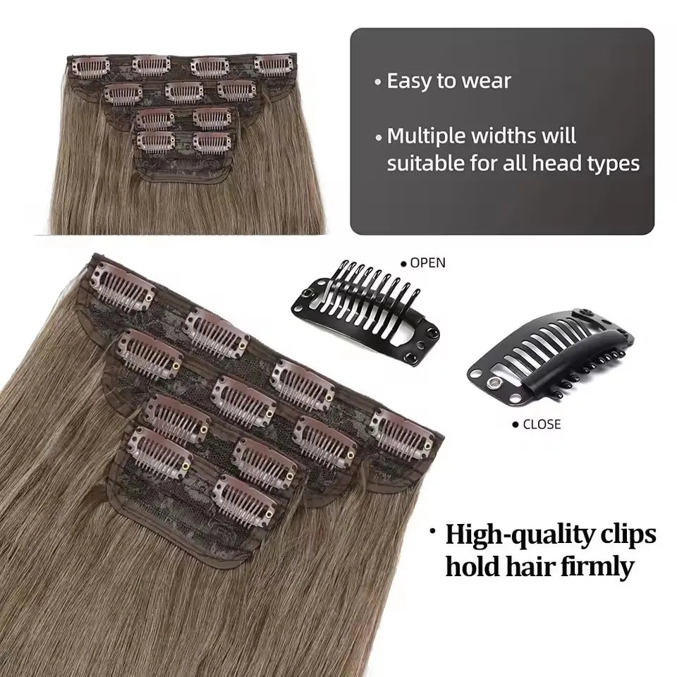 24 Inches 4Pcs/lot 220gram Bio Synthetic Body Wavy Piano Blond 27/613 Clips In Hair Extensions Natural Heat Resistant Fiber