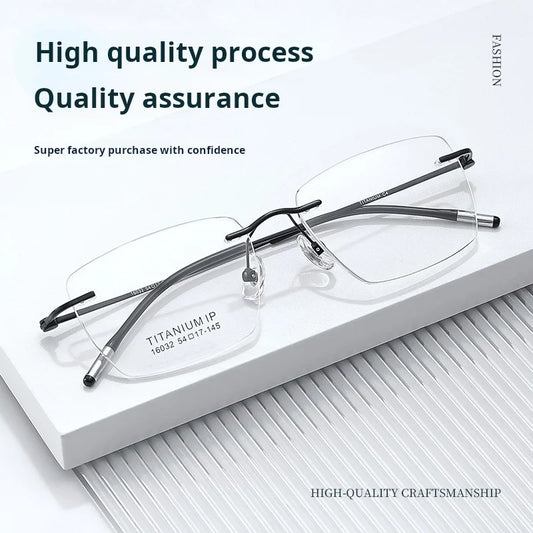 Lzabella Titanium Rectangular rimless Eyeglasses Frame Simple And Stylish Men and Women Lightweight Frameless Glasses 1603