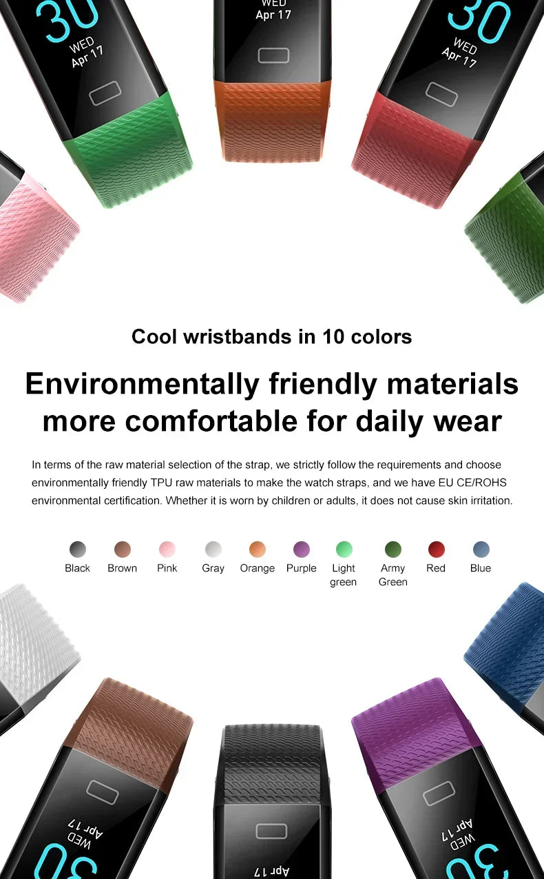 XIAOMI Men's Sports Wristbands Women Bracelet Temperature Measurement Blood Pressure Heart Rate Pedometer Smart Bracelet Watch