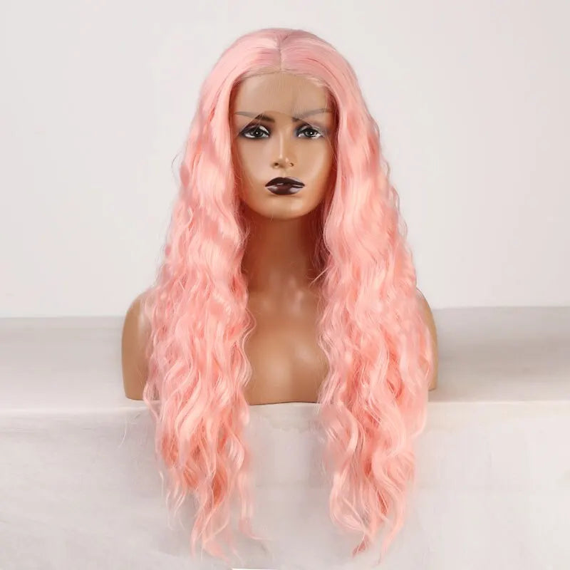 Light Blue Wig Synthetic Lace Front Wig Free Long Loose Curly Lace Wigs Glueless Synthetic Hair Wig Blue Cosplay Wig
