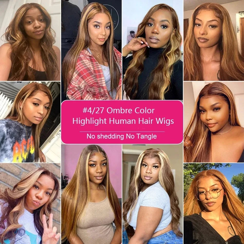 13x4 Hd Highlight Wigs Colored Lace Front Human Hair Wigs For Women Honey Blonde Straight Hd Lace Frontal Wigs Human Hair