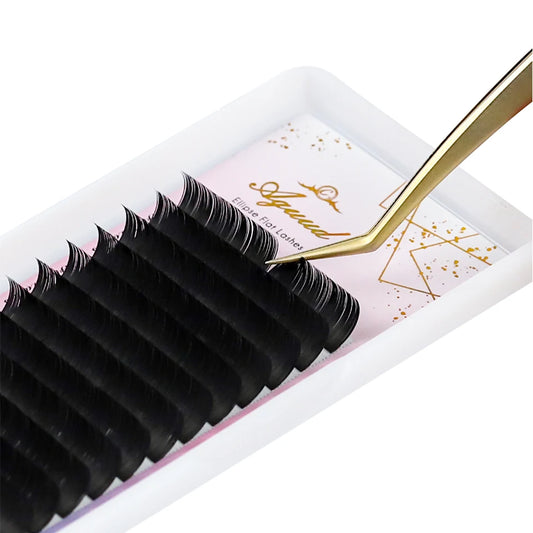 AGUUD B Curl 7mm Ellipse Flat Eyelash Extension Matte Split Tips Individual Flat Lashes Natural Soft False Eyelashes for Makeup