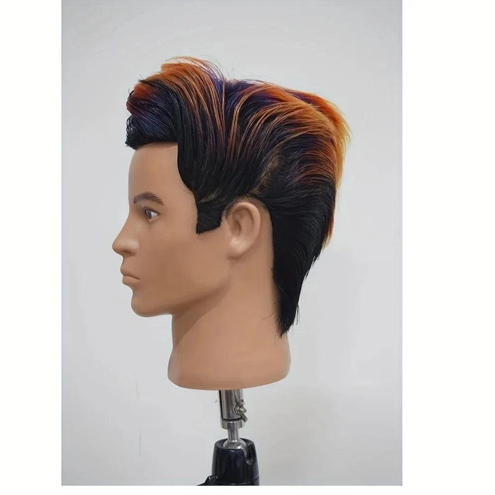 100% Human Hair Mannequin Head Men's 8" Hairdresser Practice Beauty Styling Training Mannequin Head With Clamp Stand (Natural Bl