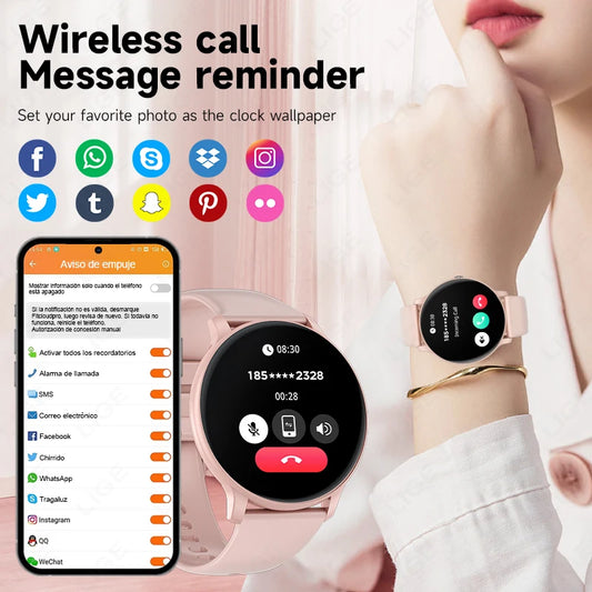 LIGE 2025 Bluetooth Call Smart Watch Women Custom Dial Watches Men Sports Fitness Tracker Heart Rate Smartwatch For Android iOS